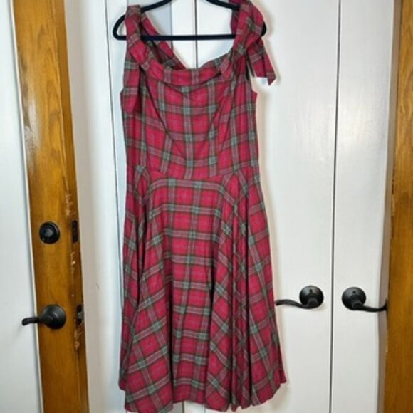 Magnolia Place Red Skater Dress Sleeveless Plaid 2XL (SEE MEASUREMENTS) - Picture 4 of 9